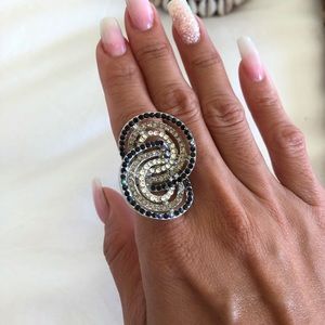 Black White Rhinestones Ring